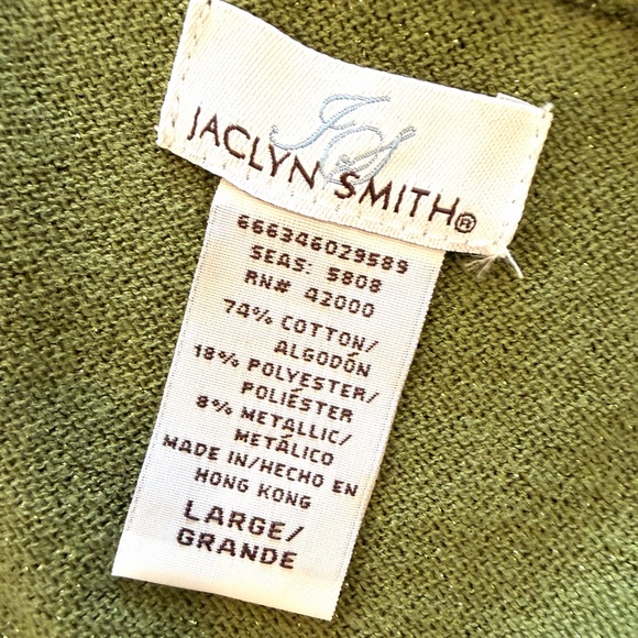 Jaclyn Smith V-Neck Sweater in Moss Green - Picture 6 of 7